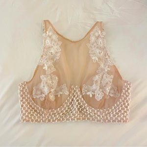 Beautiful floral nude mesh top/bra